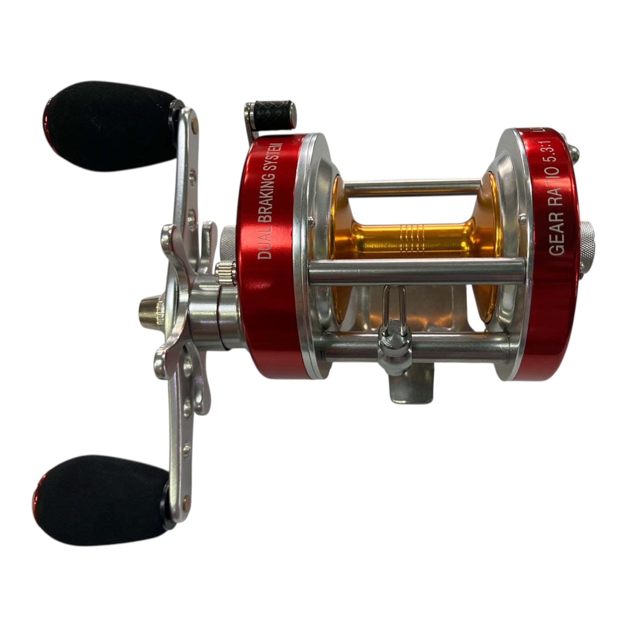 Reel devanador de pesca con doble freno